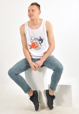 VINTAGE 90'S T-SHIRT TANK IN GRAPHIC PRINT