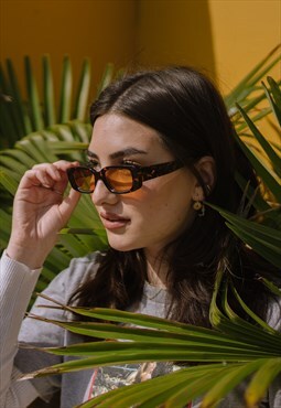 Retro Sunglasses - Tortoise Frame with Yellow lens