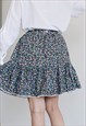 VINTAGE 80S DITSY FLORAL HIGH WAISTED MINI WOMEN SKIRT XS