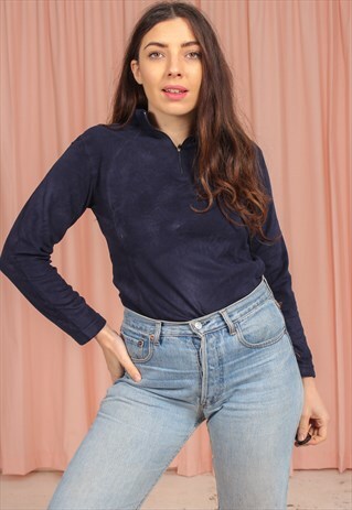 VINTAGE 90S 1/4 ZIP FLEECE IN NAVY