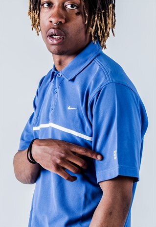 VINTAGE 90S NIKE COURT TENNIS POLO IN BLUE