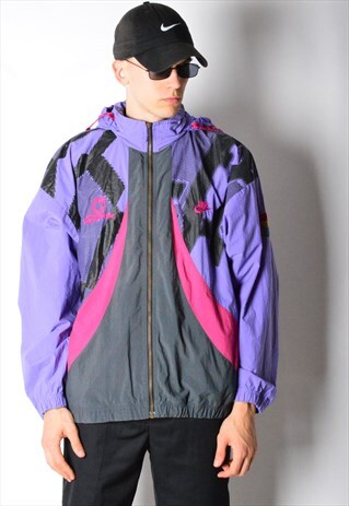 VINTAGE 90S PURPLE NIKE SHELL HOODED JACKET