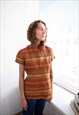VINTAGE 70'S BROWN TEXTURED CHINESE STYLE TOP