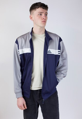 VINTAGE 90S ADIDAS GREY AND NAVY JACKET