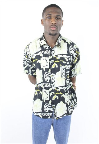 VINTAGE ABSTRACT 90'S PATTERNED SHIRT