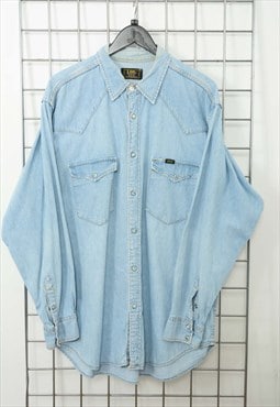 Vintage 90s Lee Denim Shirt Blue Size XL