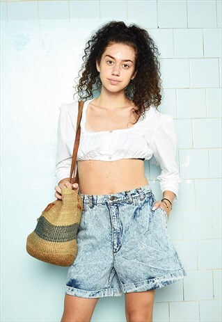 VINTAGE 80S DENIM STONEWASH FESTIVAL SUMMER SHORTS UNISEX