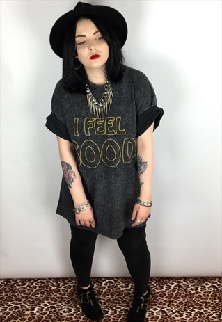 VINTAGE EMBROIDERED I FEEL GOOD T-SHIRT SIZE LARGE