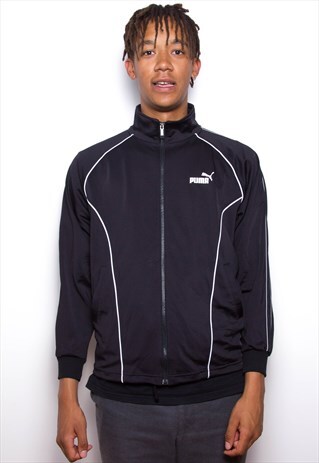 VINTAGE 90S PUMA BLACK TRACKSUIT JACKET ID:1357