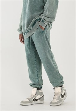 Green Washed Relaxed Fit Heavy Cotton sweatpants trousers 
