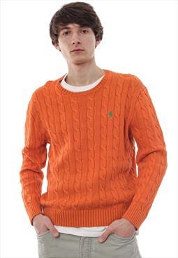 Vintage POLO RALPH LAUREN Sweater Cable Knitted Orange