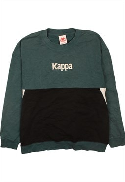 Vintage 90's Kappa Sweatshirt Spellout Crew Neck Green