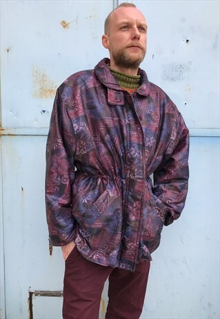 VINTAGE 80' OLDSCHOOL COOL UNISEX PURPLE SHINY JACKET