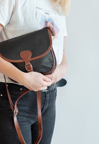 VINTAGE 70S' FAUX LEATHER BOHO SHOULDER BAG