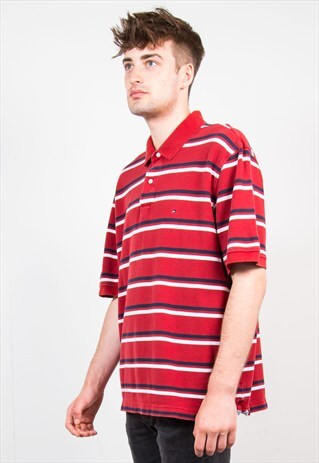TOMMY HILFIGER RED POLO T-SHIRT SHIRT