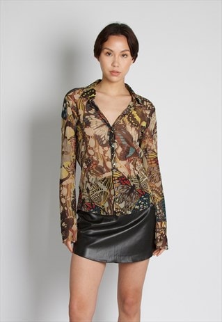 JEAN PAUL GAULTIER S/S 2003 BUTTERFLY MESH TOP