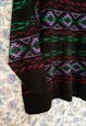 VINTAGE 80'S BLACK PATTERNED JUMPER- S/M