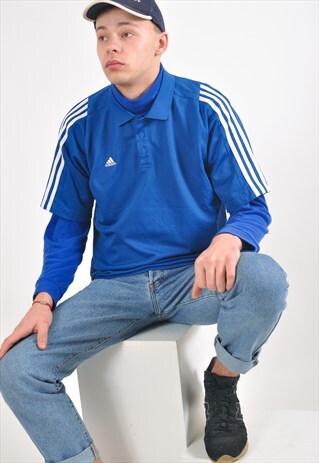 VINTAGE ADIDAS POLO SHIRT IN BLUE