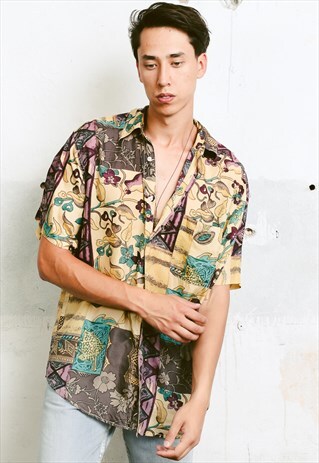 VINTAGE 90S PATTERNED SILK SHIRT