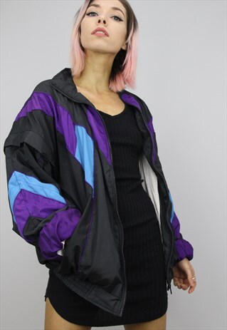 VINTAGE 80S/90S OVERSIZED COLOURFUL SHELL WINDBREAKER JACKET