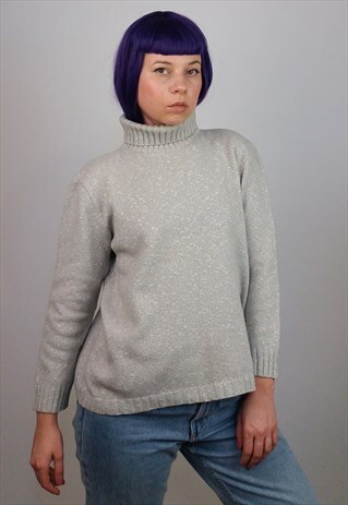 VINTAGE 90'S LAMBSWOOL SPECKLED TURTLENECK JUMPER
