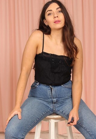 VINTAGE 90S CAMI TOP WITH LACE DETAILING