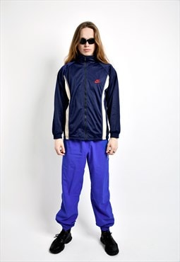 NIKE vintage sport jacket men blue navy 80s 90s track top