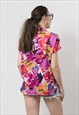 VINTAGE 80'S FLORAL BLOUSE IN PAINTING MULTI COLOUR