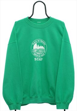 Vintage Camp Graphic Green Sweatshirt Mens