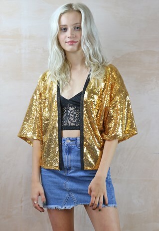 PURE GOLD SEQUIN KIMONO