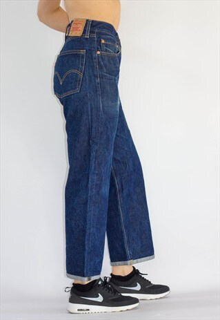 VINTAGE 90'S 501 LEVI'S HEMMED WIDE LEG BOYFRIEND JEANS