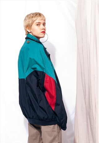 TRACK JACKET 90S VINTAGE COLOUR BLOCK WINDBREAKER