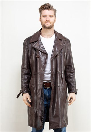 VINTAGE 70'S LEATHER TRENCH COAT