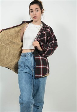 Vintage 90s Shacket Festival Fleece lined Plaid Shirt 