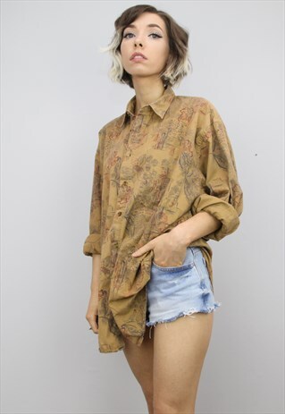 VINTAGE 80S/90S OVERSIZED PATTERNED SHIRT