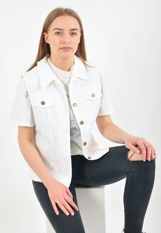 VINTAGE 90'S WHITE DENIM VEST
