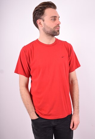 NIKE MENS VINTAGE T-SHIRT TOP MEDIUM RED 90'S