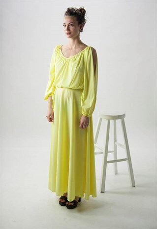 YELLOW SUMMER CIRCLE DRESS / SUMMER LONG SLEEVE DRESS