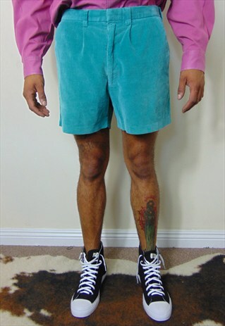REYN SPOONER 80S 90S CLASSIC SURF TURQUIOSE CORDUROY SHORTS