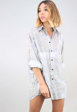 VINTAGE OVERSIZED LONG SLEEVE PATTERNED SHIRT