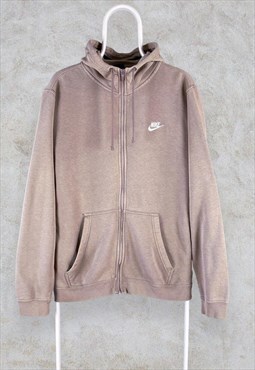 Nike Hoodie Light Brown Zip Up Large