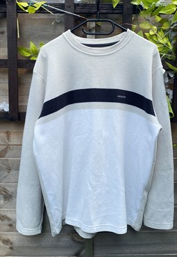 Vintage kickers 1990s white & cream knit jumper large 