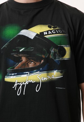90S VINTAGE F1 LEGEND SENNA GRAPHIC COTTON T-SHIRT 16411