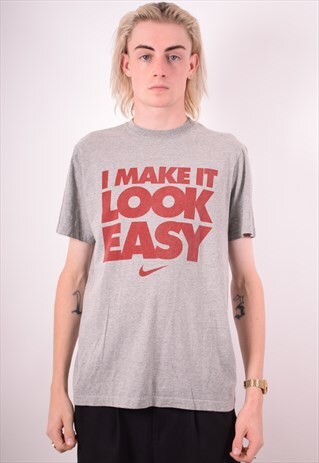 NIKE MENS VINTAGE T-SHIRT TOP MEDIUM GREY 90S