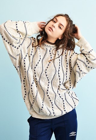 90'S RETRO JAZZY OVERSIZED SLOUCHY KNIT DADS JUMPER