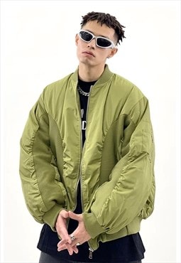 Drop shoulder bomber jacket grunge high fashion puffer green