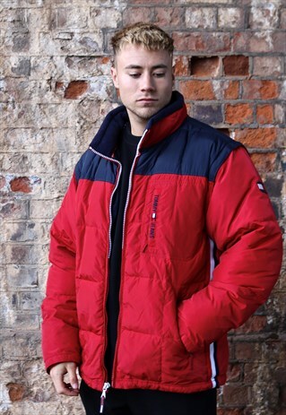 RED AND NAVY TOMMY HILFIGER PUFFER JACKET