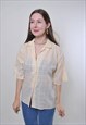 VINTAGE TRANSPARENT PLAID  YELLOW BLOUSE WITH SHORT SLEEVE 