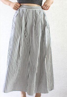 Vintage Skirt Stripes Grey White  S B201