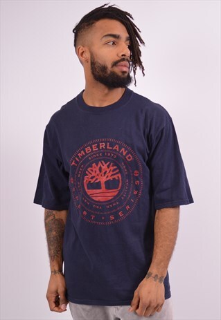 VINTAGE TIMBERLAND T-SHIRT TOP NAVY BLUE